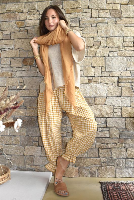 Nonni Gingham Bloomer Pant Mustard